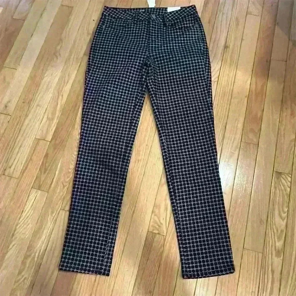 Talbots Women's Size 2 Blue Geometric Slim Ankle Pants Casual Denim